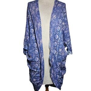 Blue Lightweight Open Knit Cardigan Sweater Size Medium